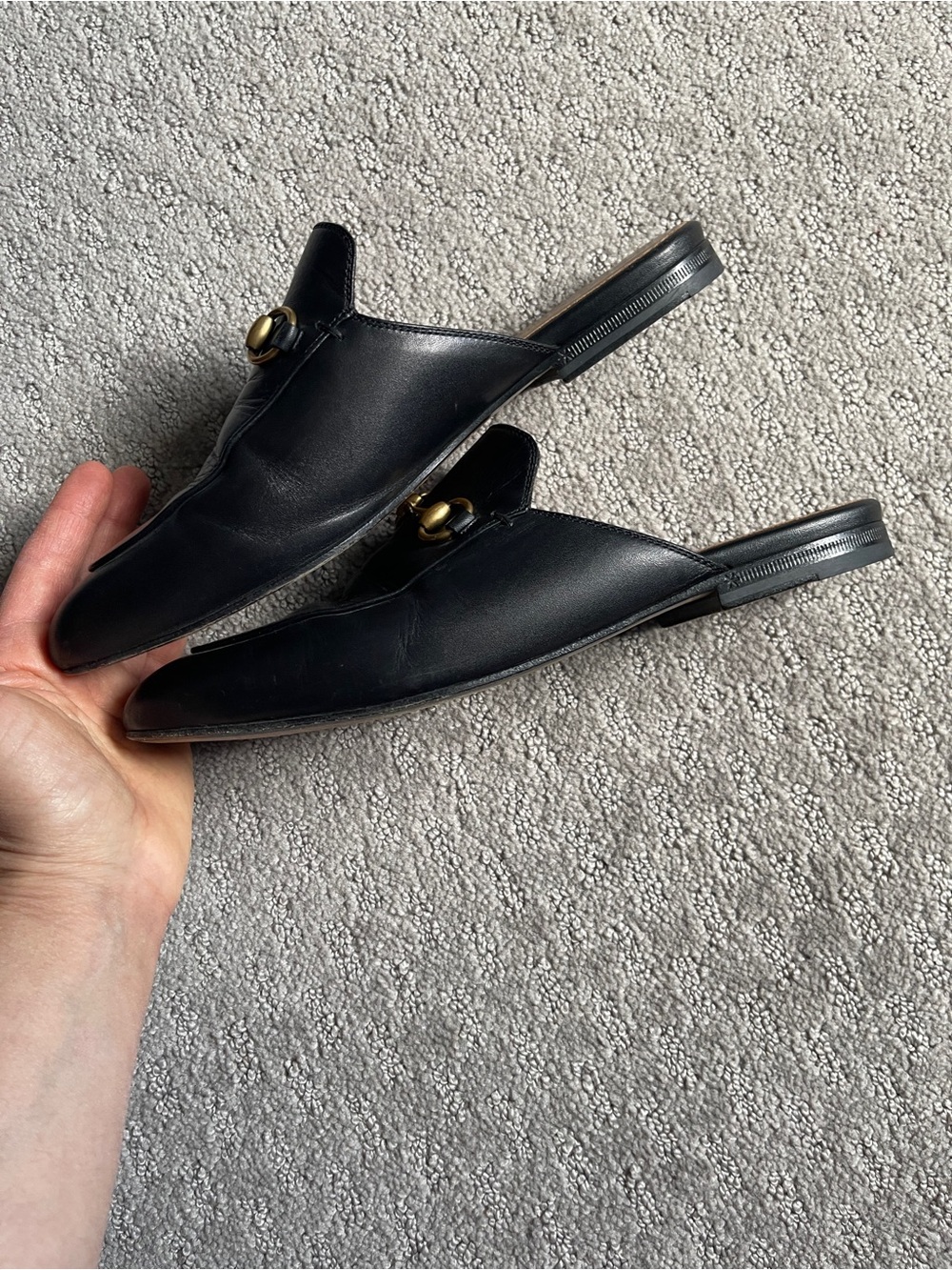 Gucci Black Leather Horsebit Slide Mules with Gold Hardware - Picture 12 of 16